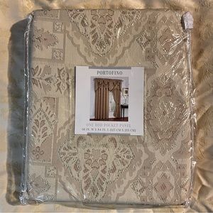 Portofino NEW Pocket Panel Curtain - embroidered neutral toned drape 84 x 50